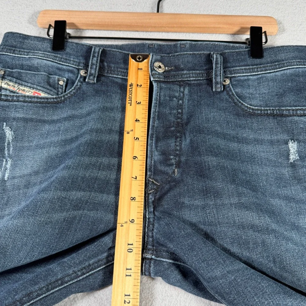 Diesel Tepphar Slim-Carrot Jeans 0842R Stretch Distressed Mens 33x32 Dark Blue